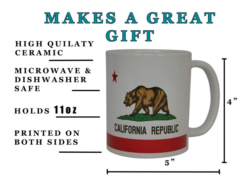 Rogue River Tactical Best Coffee Mug California State Flag Novelty Cup Great Gift Idea For Men Women CA Republic - Image 3